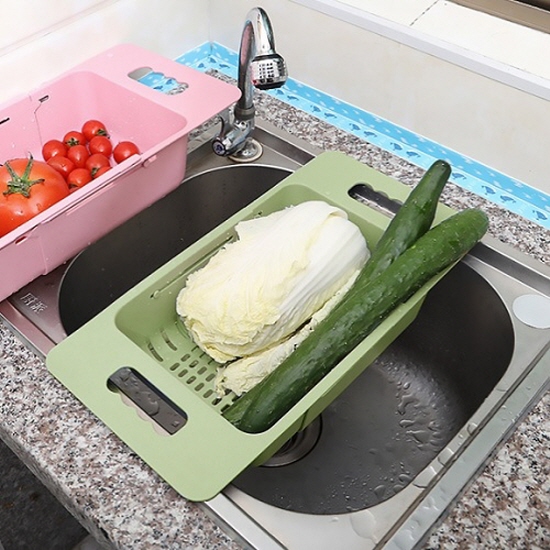 미니멀 길이조절 개수대채반1개(색상랜덤)