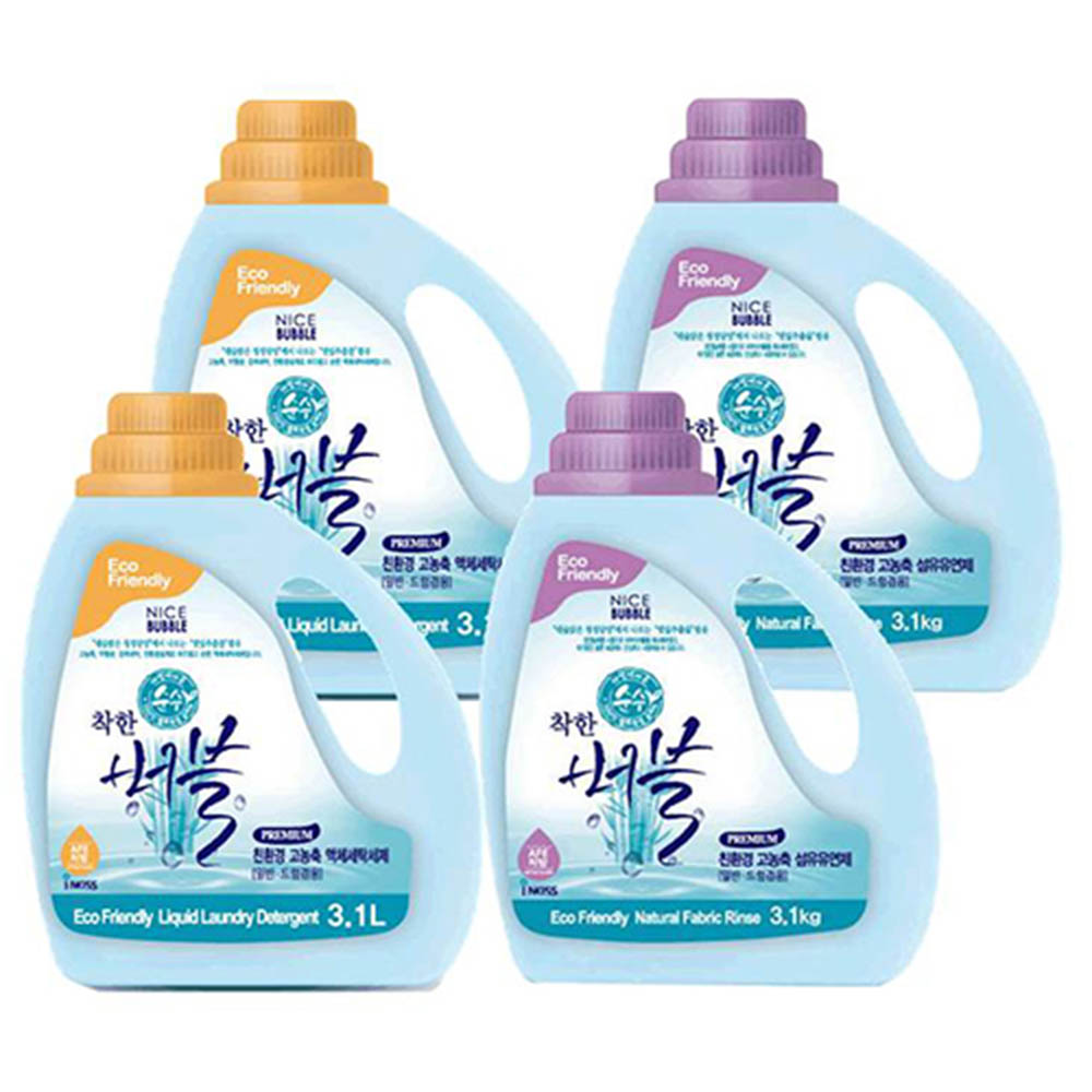 [착한버블] 친환경 세탁세제(3.1kgx2P) 및 섬유유연제(3.1kgx2P) 4종세트