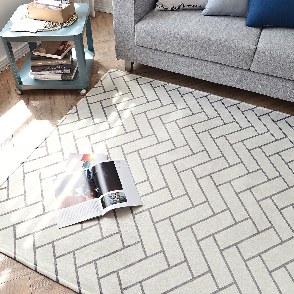 [침구연구소] 헤링본 대세 극세사 카페트 러그 100x150(0.5평)