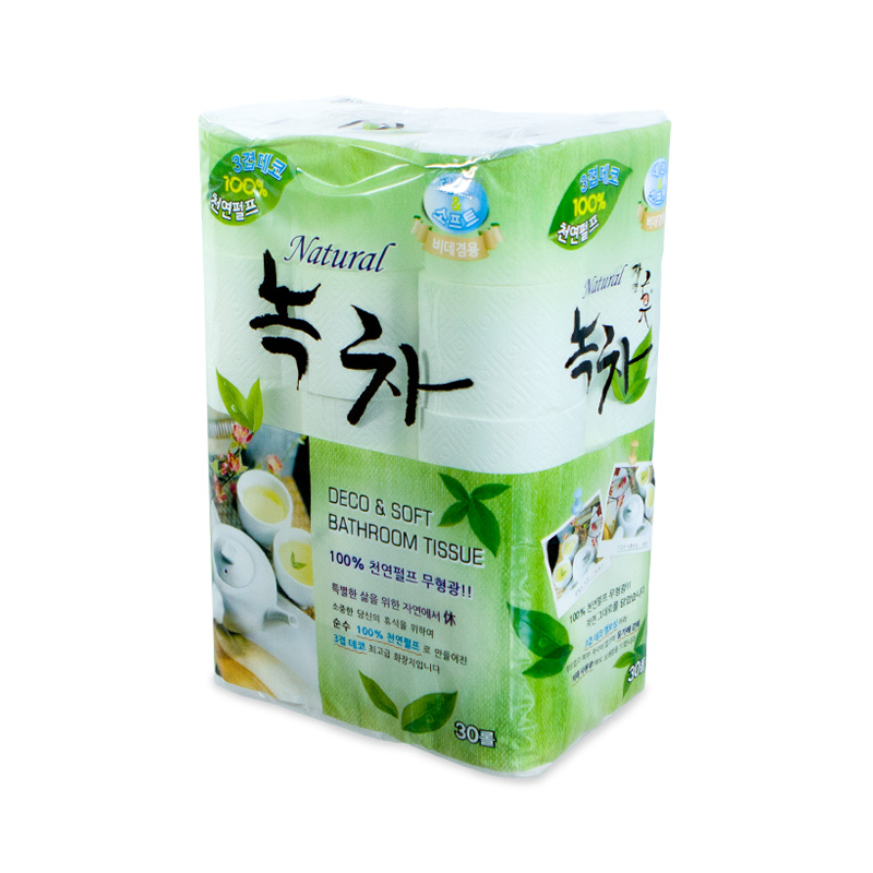 [서울제지] 무형광 천연펄프 3겹 내츄럴녹차 화장지 25M 30롤x3팩 (총 90개)