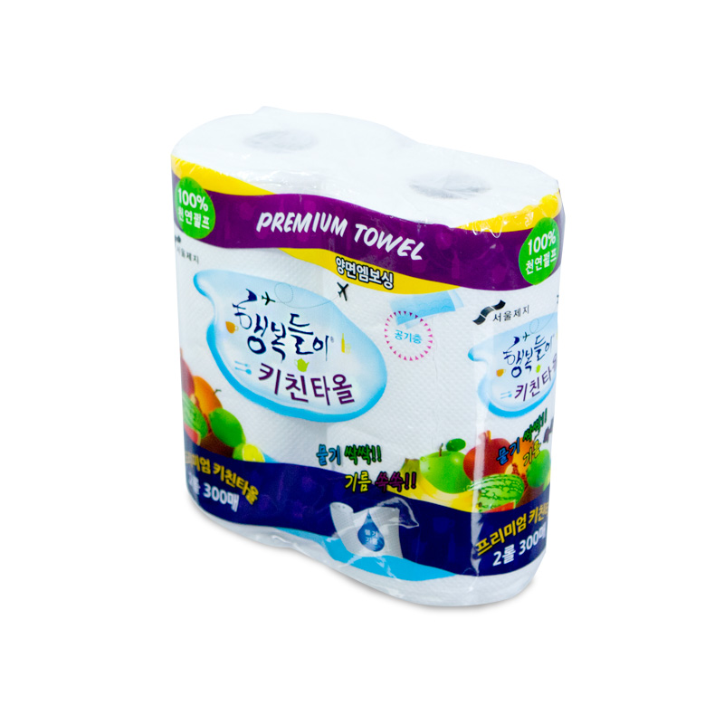 [서울제지] 무형광 천연펄프 행복들이 동화 키친타올 150매 2롤x12팩 (총 24개)