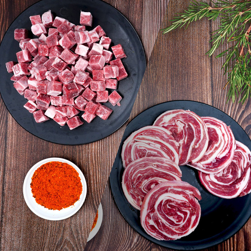 양고기 냉동 양깍두기 500g + 양삼겹살 500g +소스20g