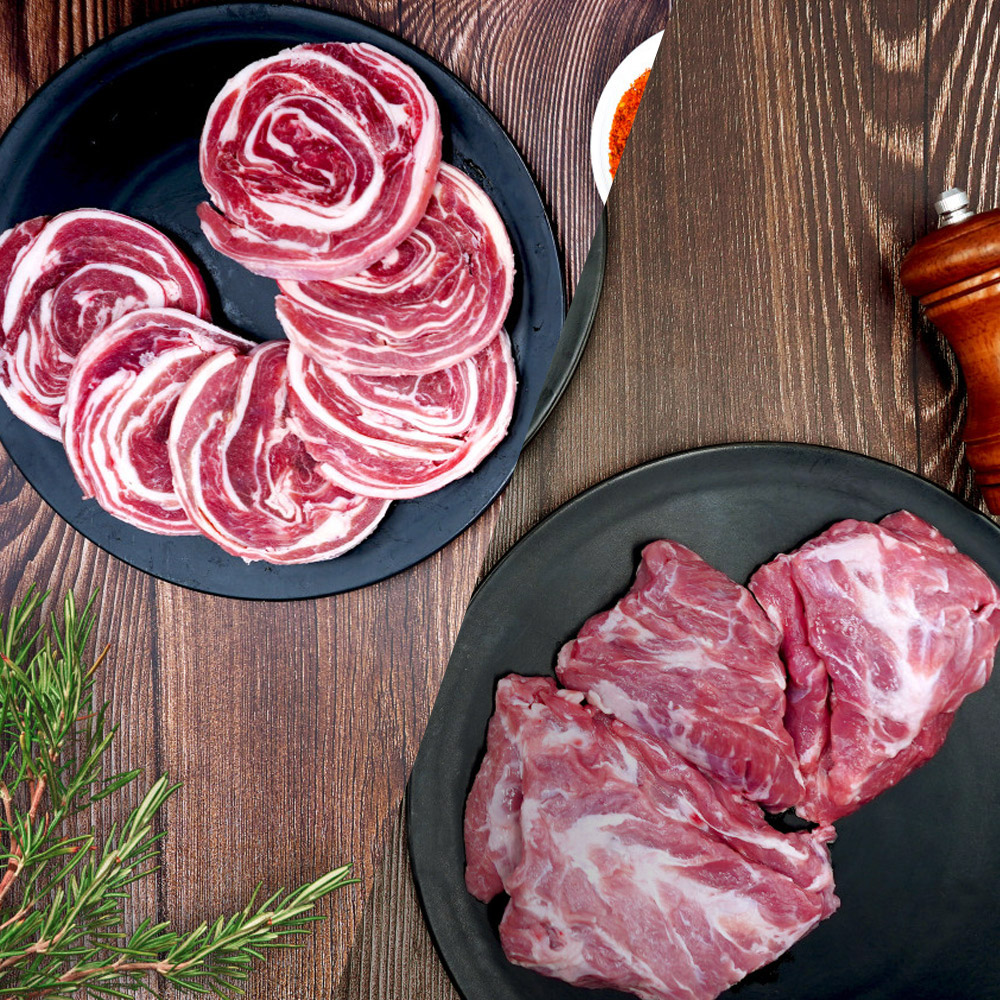 양고기 냉동 양삼겹살 500g + 양목심 500g +소스20g