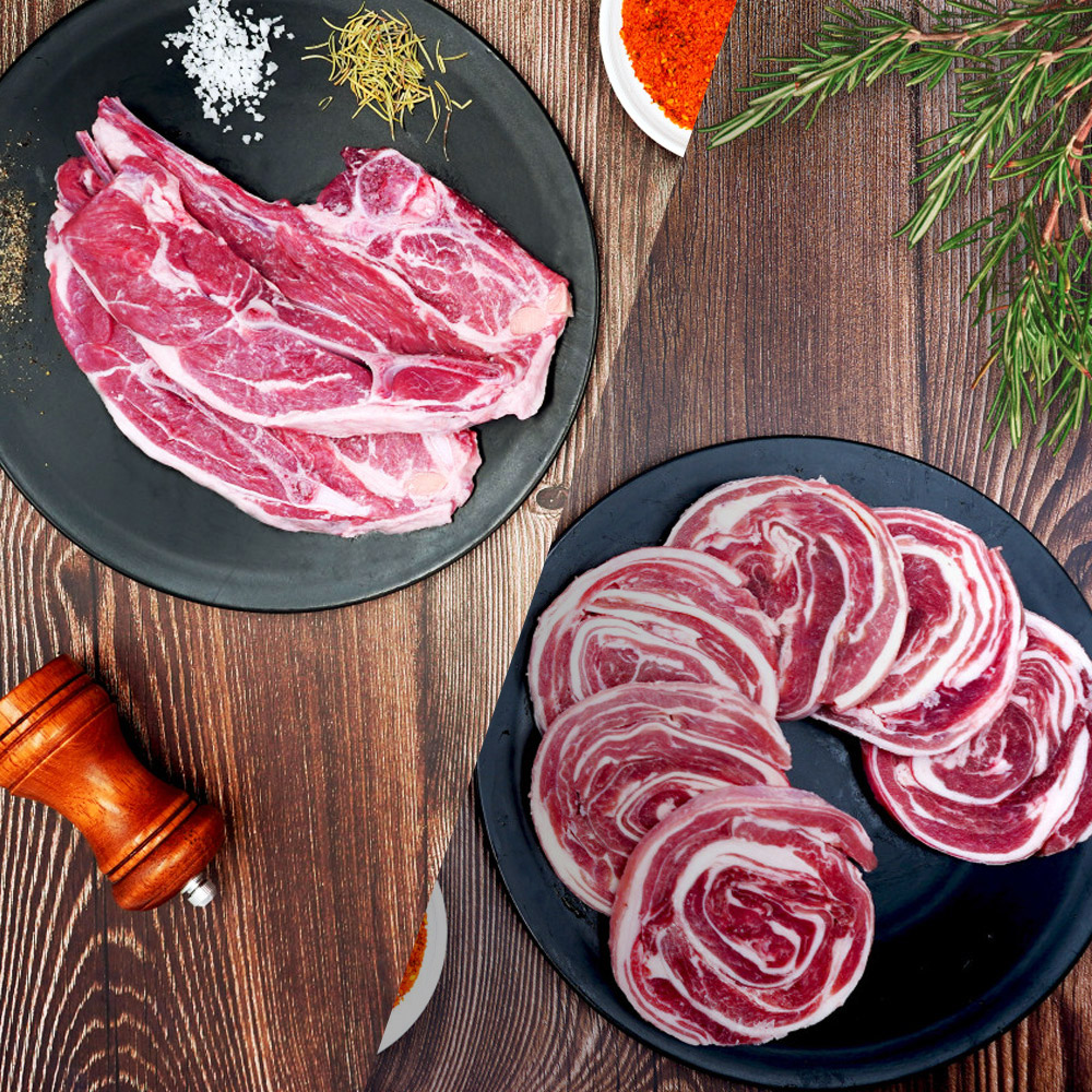 양고기 냉동 양사각갈비 500g + 양삼겹살 500g +소스20g