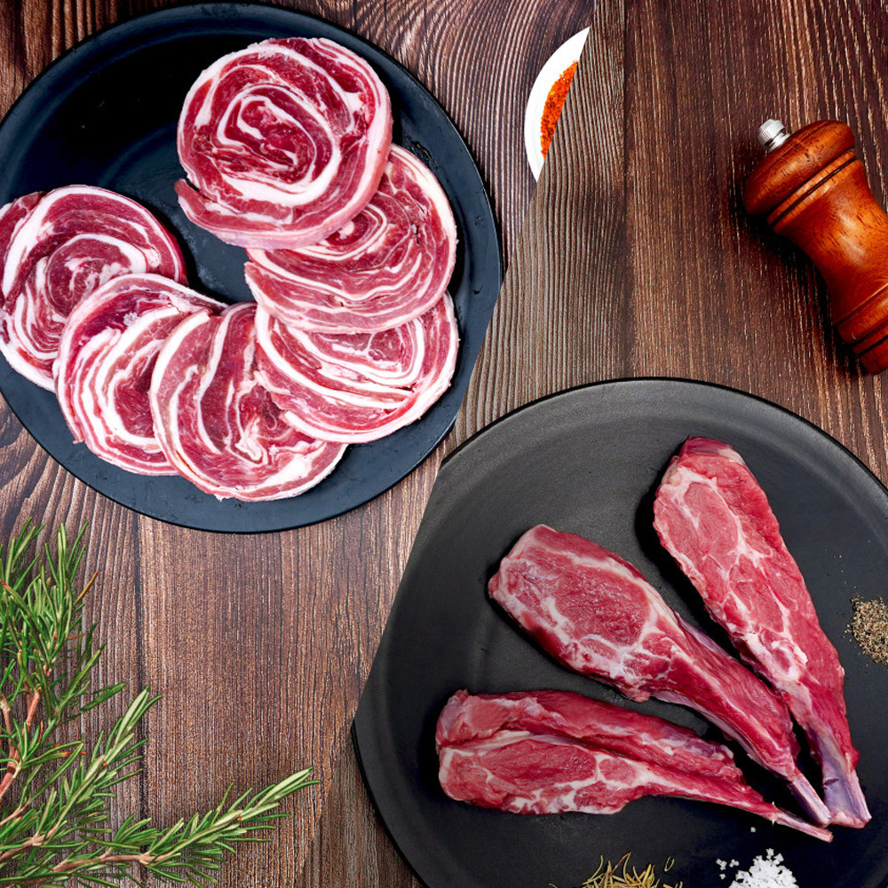 양고기 냉동 양삼겹살 500g + 양숄더랙 500g +소스20g