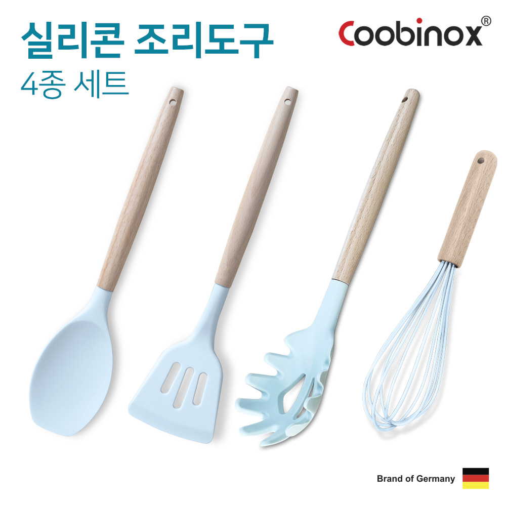 [쿠비녹스] 실리콘 조리도구 4종세트(볶음주걱,뒤집게,면국자, 거품기) CO-42-18