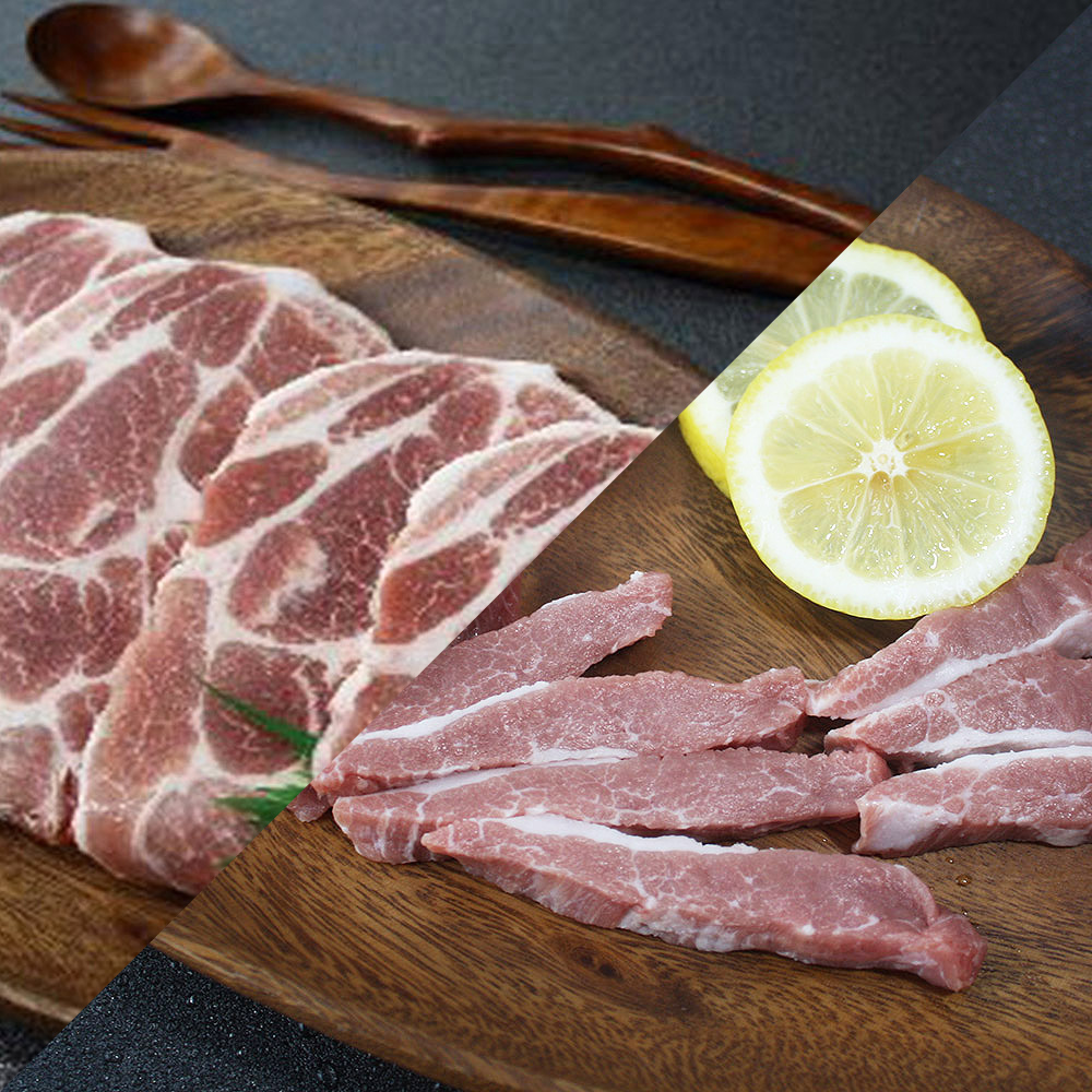 국내산 한돈 목살 1kg + 구이용 가브리살 1kg (500g 4팩/총2kg)