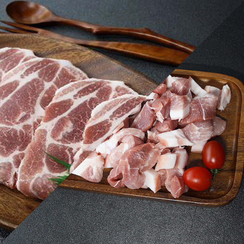 국내산 한돈 목살 1kg + 찌개거리 1kg (500g 4팩/총2kg)