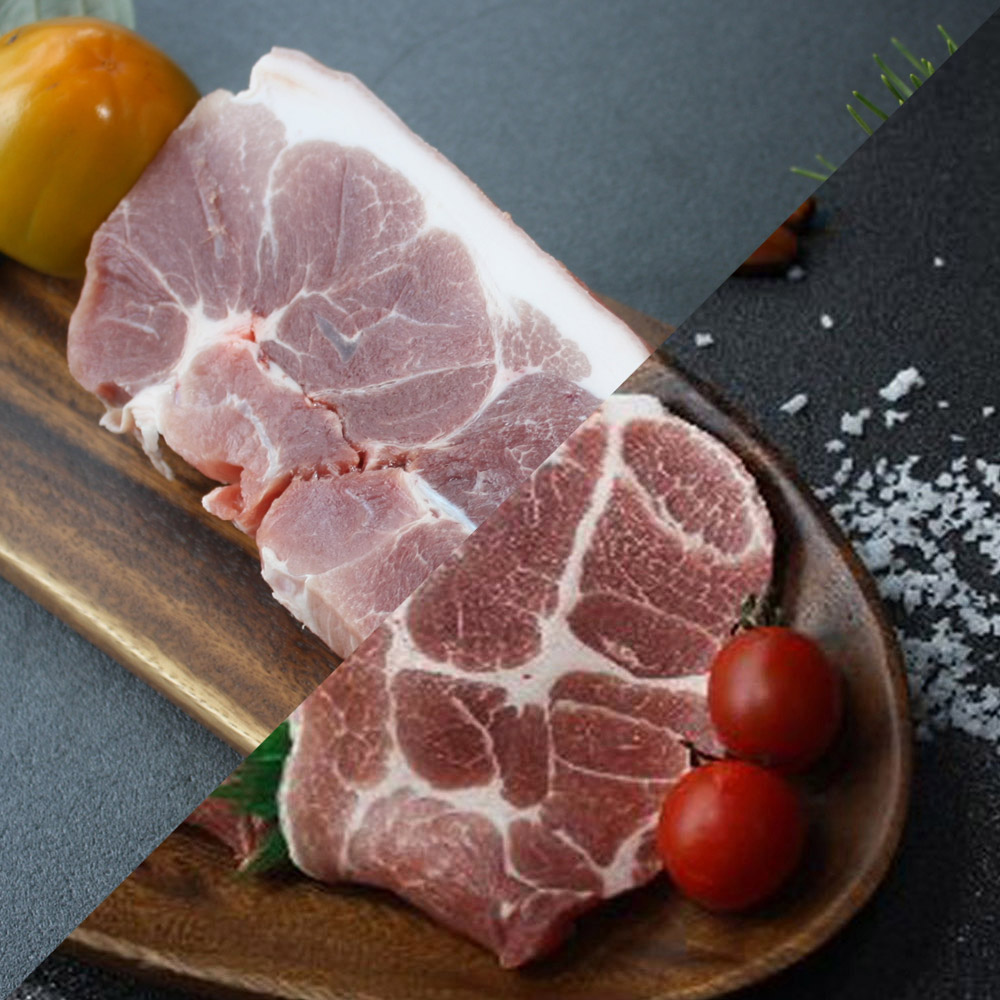 국내산 한돈 미박앞다리살 1kg + 목살 1kg (500g 4팩/총2kg)