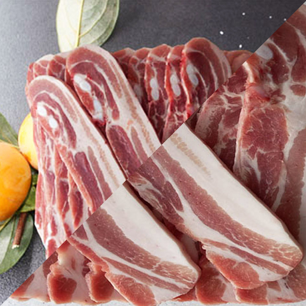 국내산 한돈 삼겹살 500g + 수육용 오겹살(미박삼겹) 500g (총1kg)