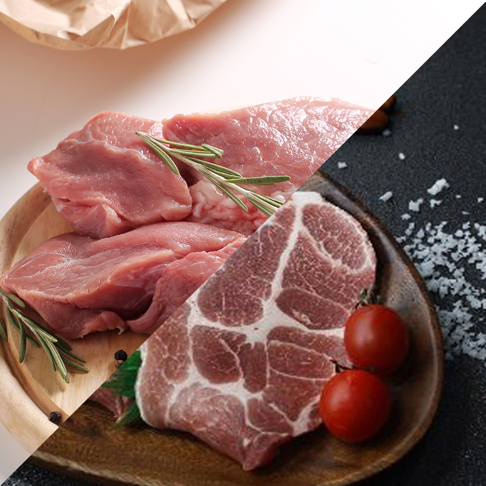 국내산 한돈 등심 500g 2팩+목살 500g 2팩 (총2kg)