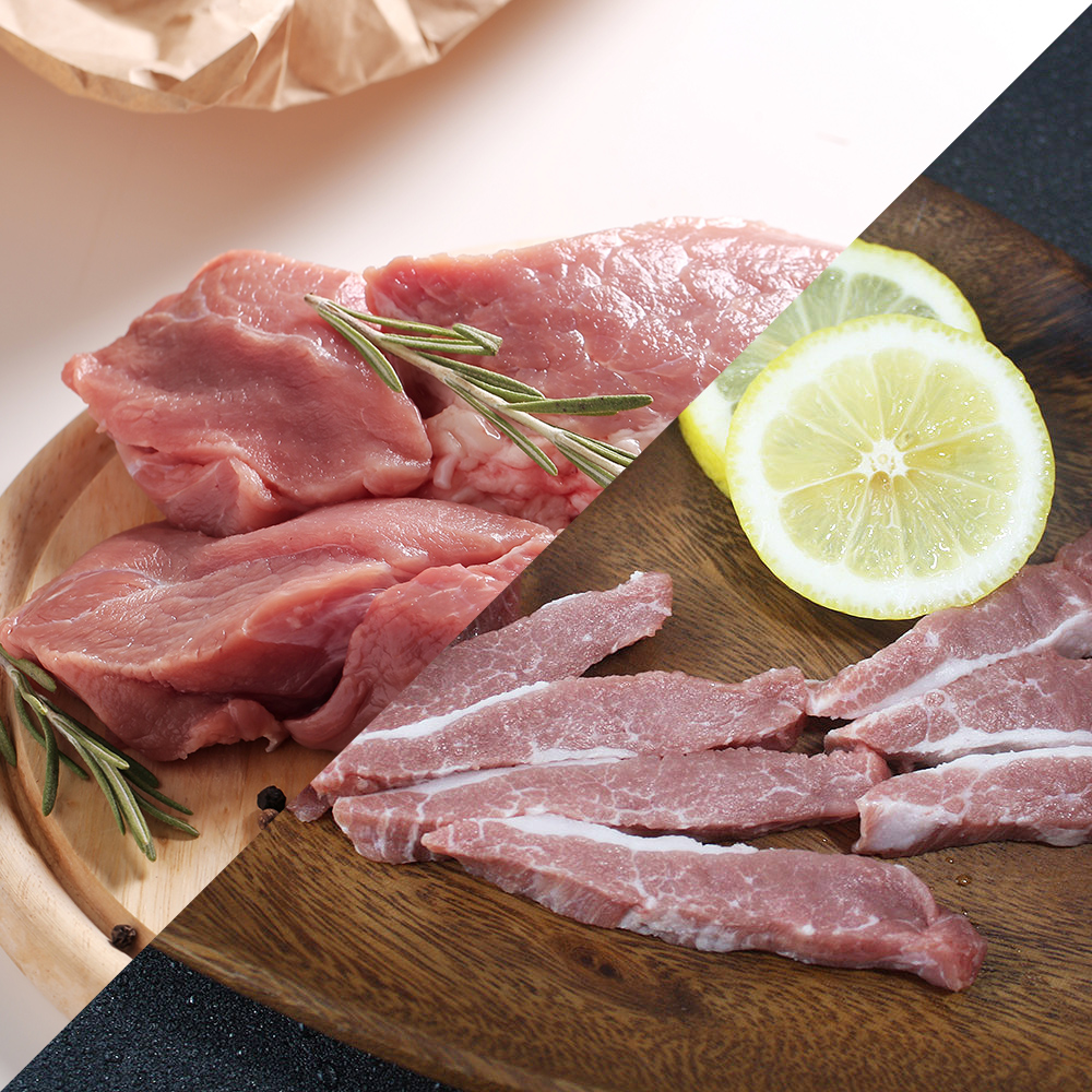 국내산 한돈 등심 500g 2팩+구이용 가브리살 500g 2팩 (총2kg)