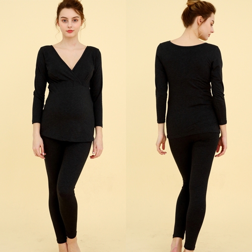 [쁘띠마리에] 면스판 뉴샤론 임부내의 상하SET 챠콜그레이