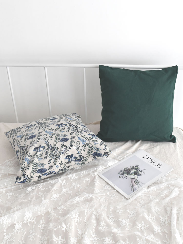 플라워 린넨 쇼파 쿠션 1P (45x45 솜포함)