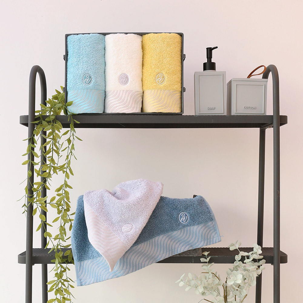 [송월] 샤보렌 물결40 세면타올 5장