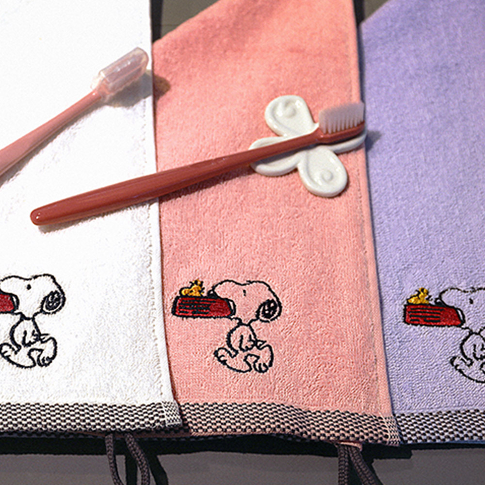 [송월] 스누피 블럭블랙 고리 핸드타올 5장