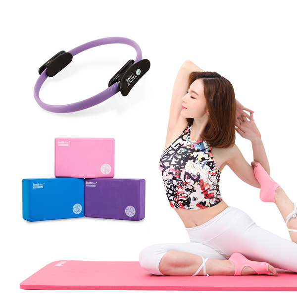 [헬스웨이] 요가매트 20mm+요가블럭+필라테스링