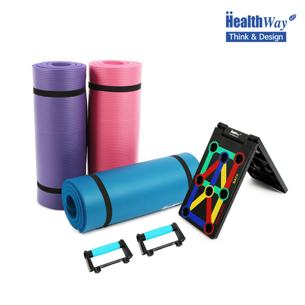 [헬스웨이] 접이식 팔굽혀펴기 멀티 푸쉬업 키트 MP100+요가매트10mm