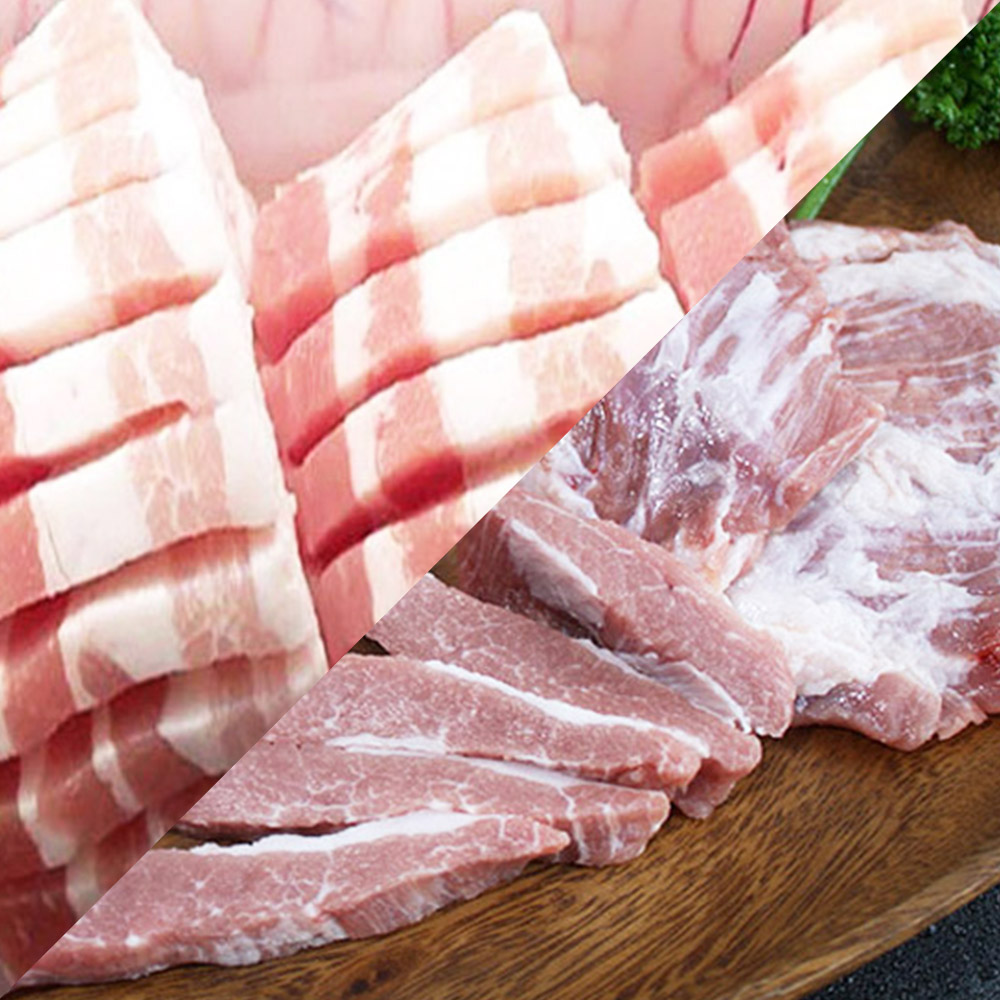 신선한 한돈 벌짚삼겹살 500g 1팩 + 가브리살(구이용) 500g 1팩