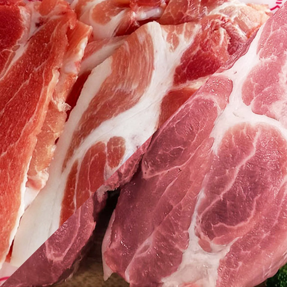 신선한 한돈 미박 앞다리살(수육용) 500g 1팩 + 목살(구이/수육/대패/숯불) 500g 1팩