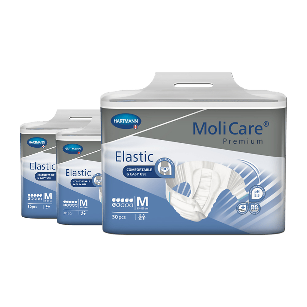 몰리케어 성인용기저귀 매직테이프형 엘라스틱 6D M 1박스(30매x3팩)