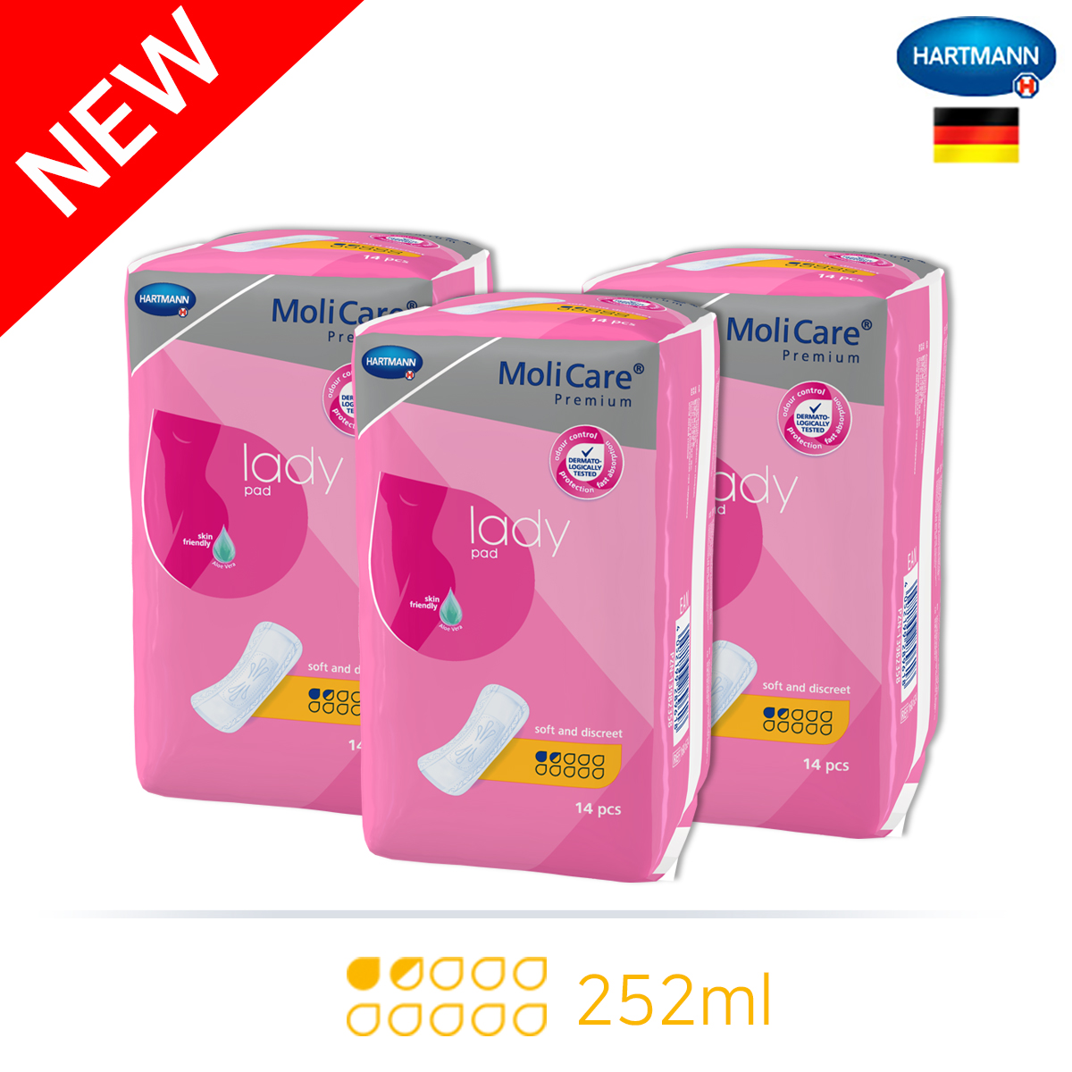 [몰리케어] 레이디 패드 1.5drops 슬림중형 14개입x3팩