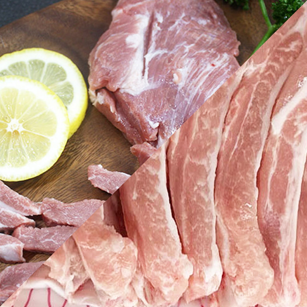 신선한 한돈 가브리살(구이용) 500g 1팩 + 등갈비 1kg 1팩