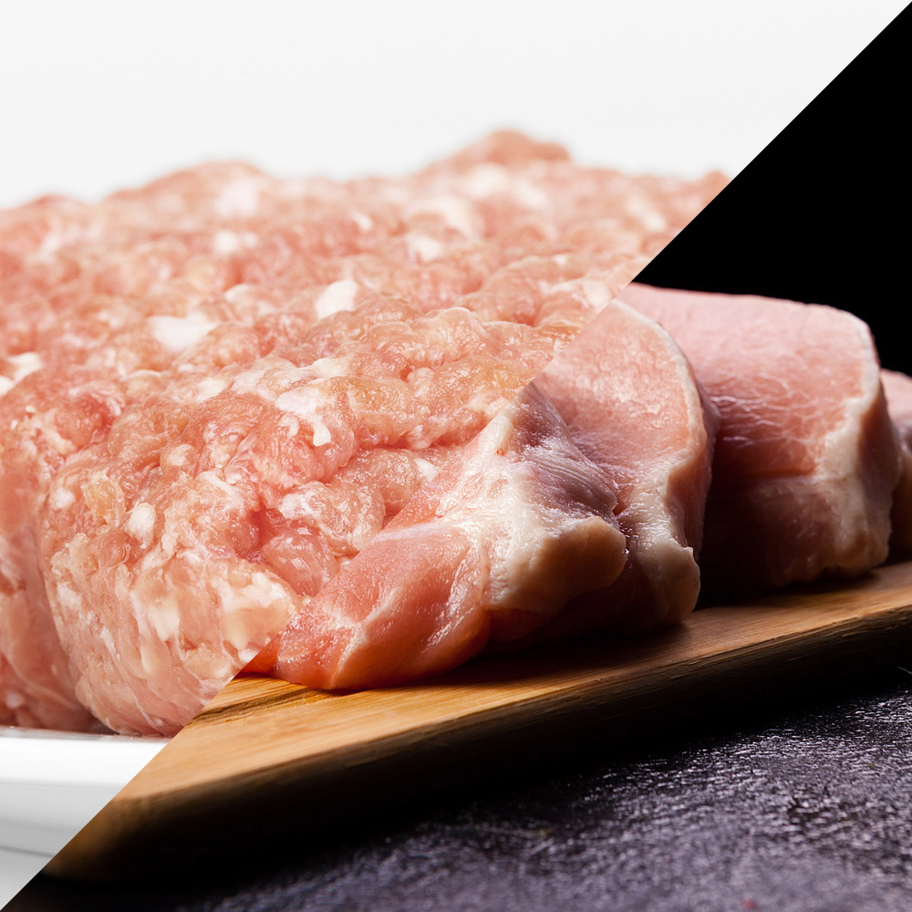 신선한 한돈 다짐육 300g 1팩 + 등심(돈까스용/잡채용/카레용) 500g 1팩