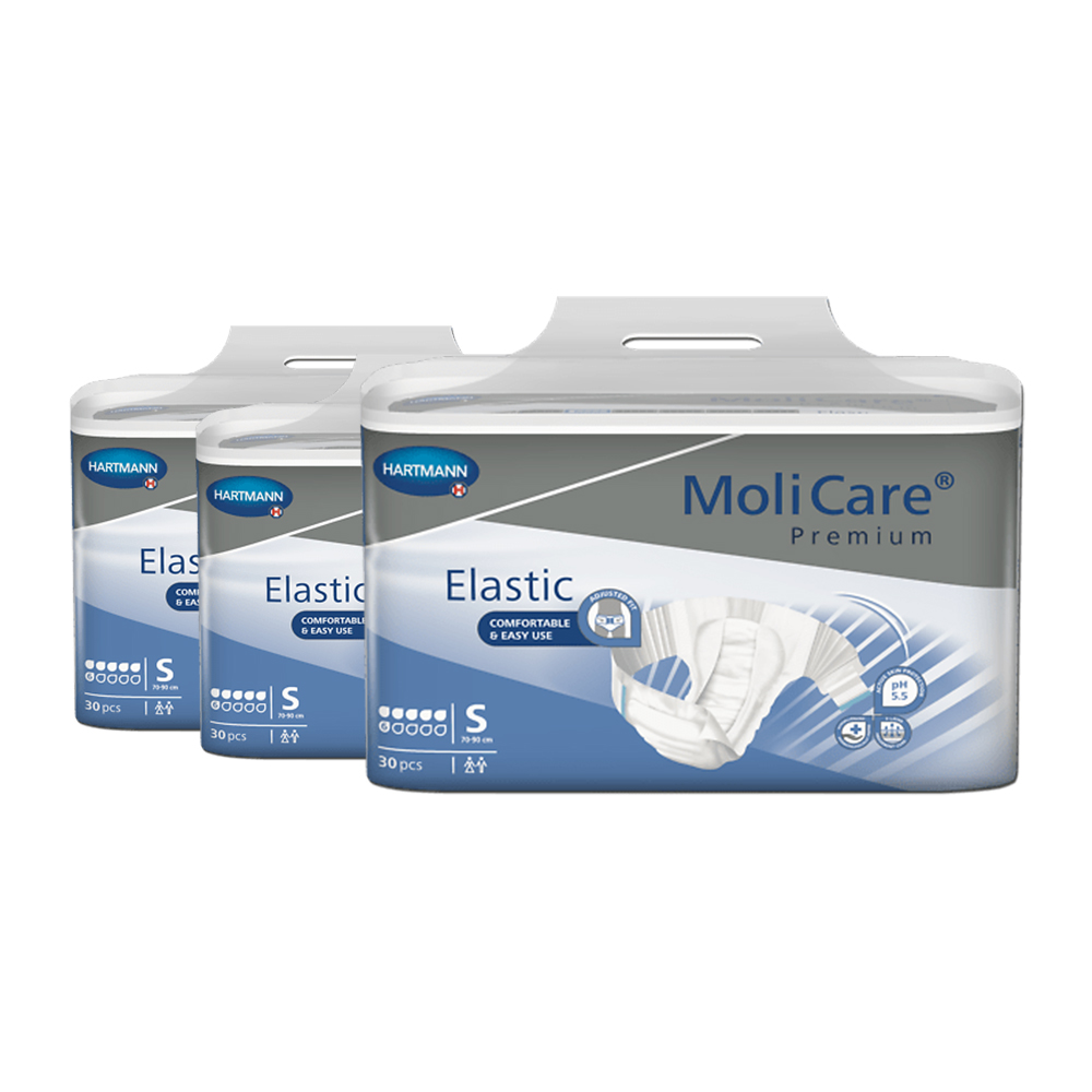 몰리케어 성인용기저귀 매직테이프형 엘라스틱 6D S 1박스(30매x3팩)