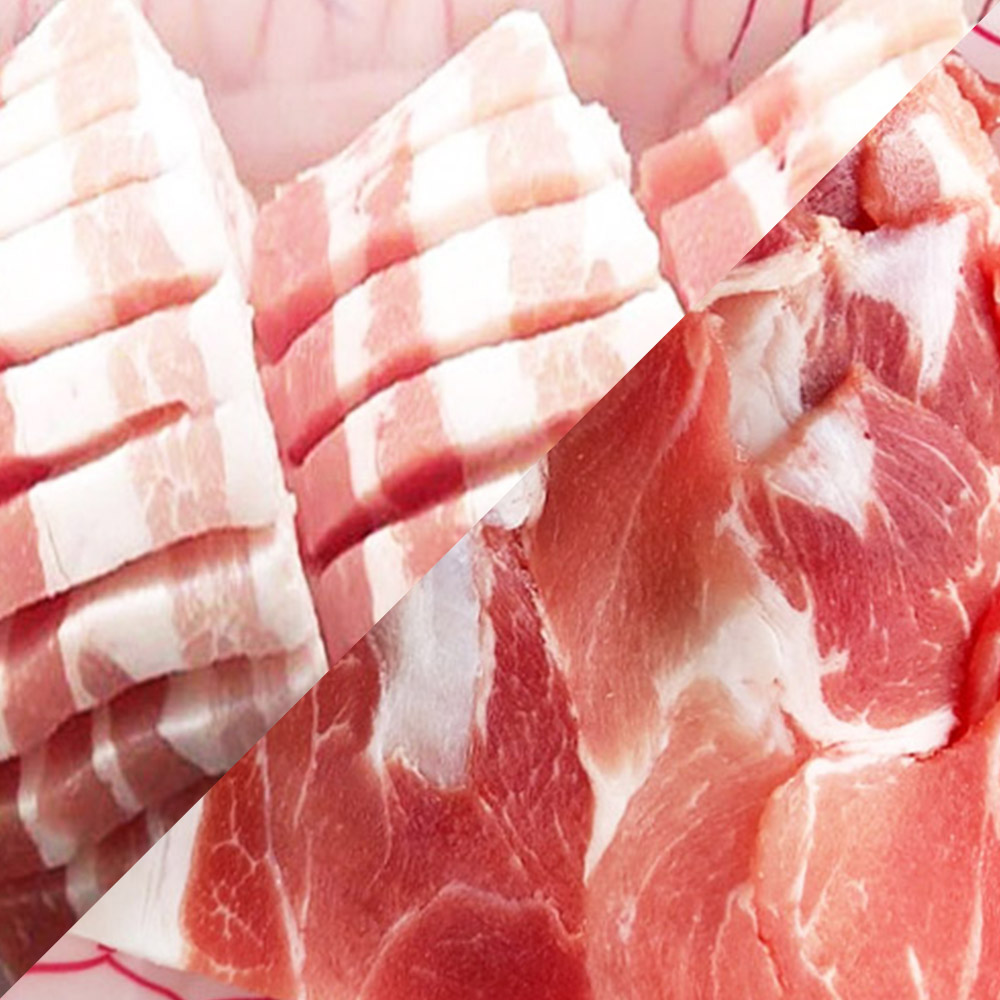 신선한 한돈 벌짚삼겹살 500g 1팩 + 미박 앞다리살(수육용) 500g 1팩