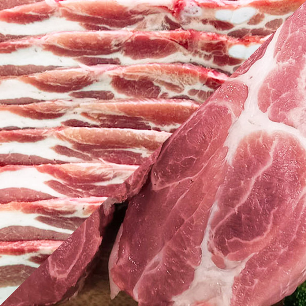 신선한 한돈 삼겹살(구이용/수육용) 500g 1팩 + 목살(구이/수육/대패/숯불) 500g 1팩