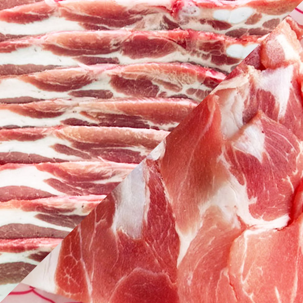 신선한 한돈 삼겹살(구이용/수육용) 500g 1팩 + 미박 앞다리살(수육용) 500g 1팩