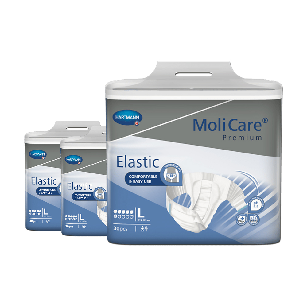 몰리케어 성인용기저귀 매직테이프형 엘라스틱 6D L 1박스(30매x3팩)