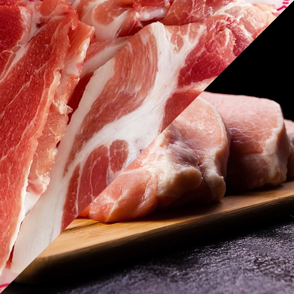 신선한 한돈 미박 앞다리살(수육용) 500g 1팩 + 등심(돈까스용/잡채용/카레용) 500g 1팩