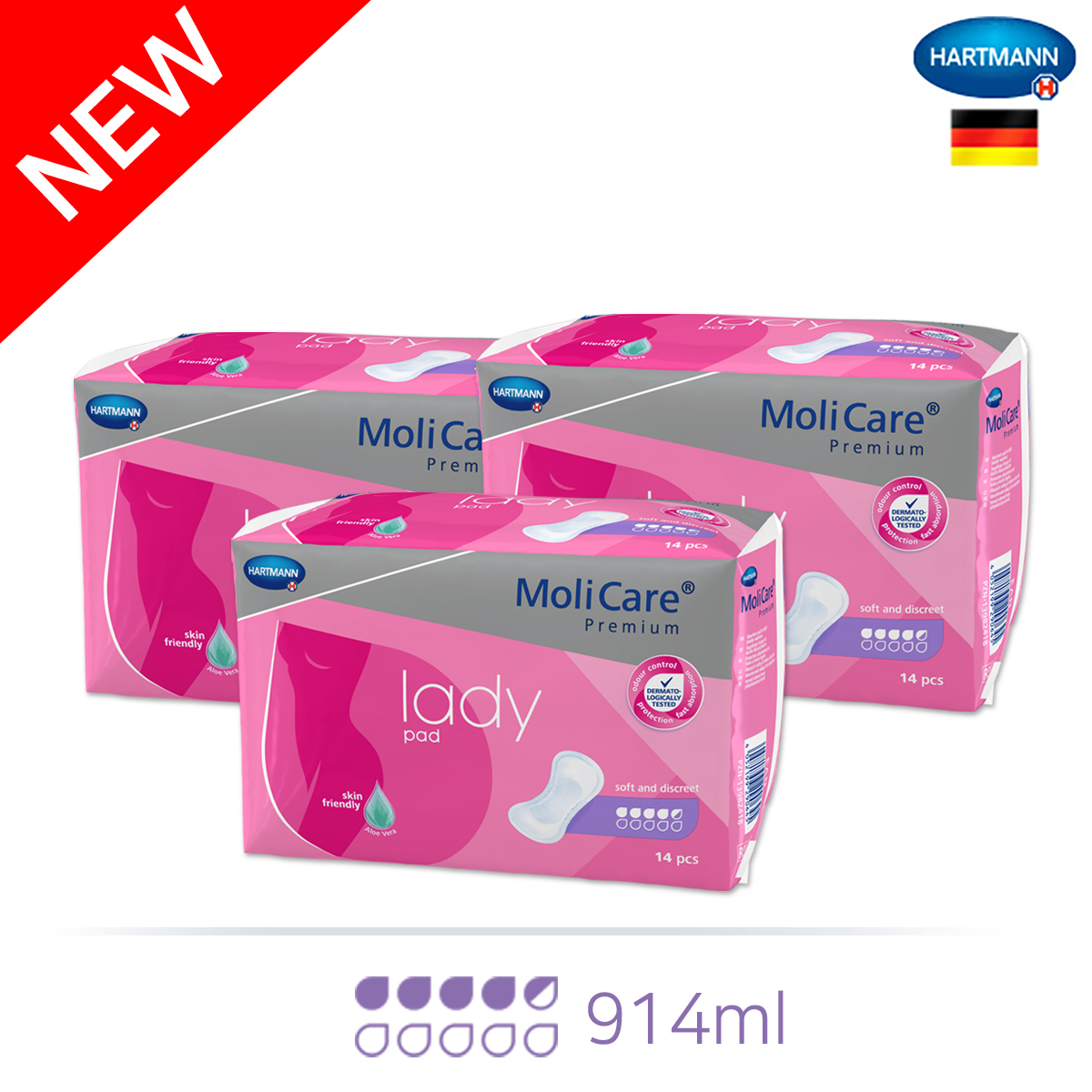 [몰리케어] 레이디 패드 4.5drops 오버나이트 14개입x3팩