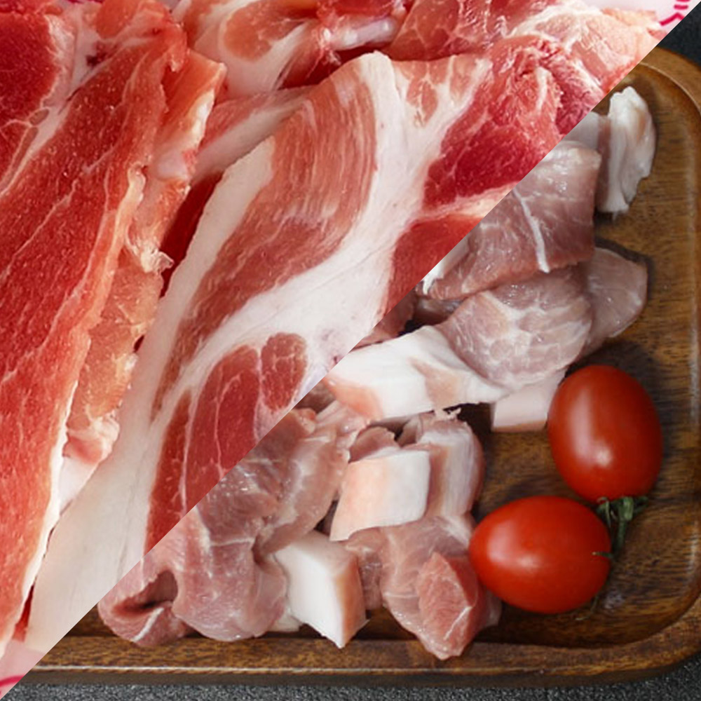 신선한 한돈 미박 앞다리살(수육용) 500g 1팩 + 찌개거리 500g 1팩