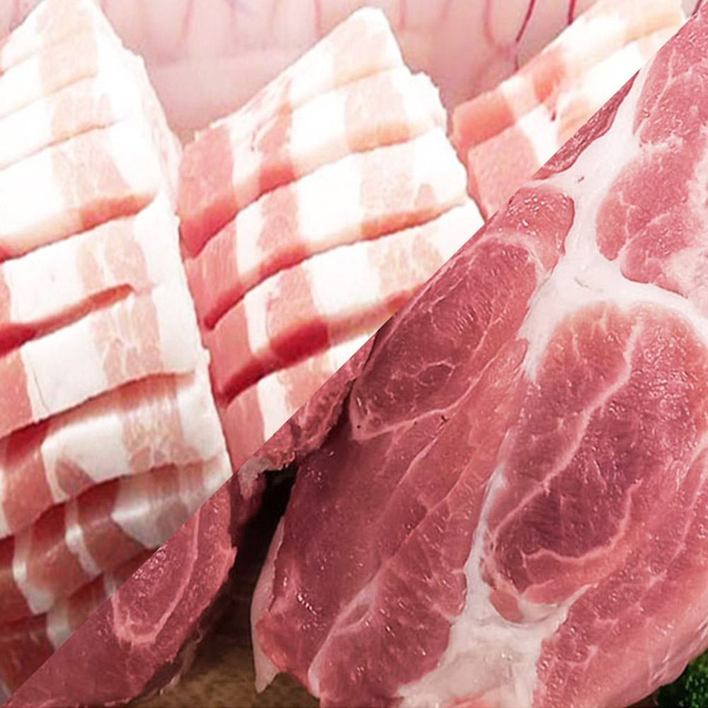 신선한 한돈 벌짚삼겹살 500g 1팩 + 목살(구이/수육/대패/숯불) 500g 1팩