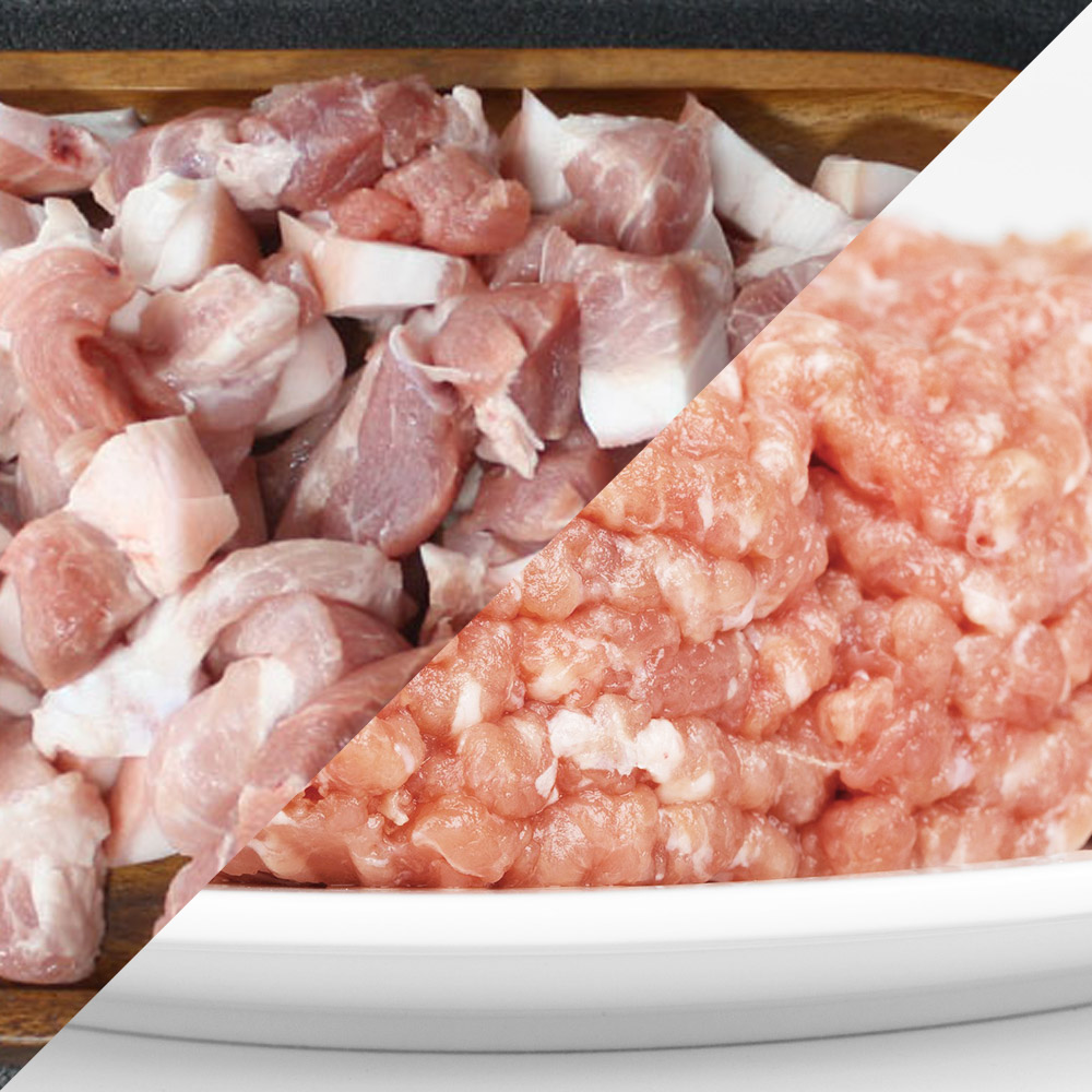 신선한 한돈 찌개거리 500g 1팩 + 다짐육 300g 1팩