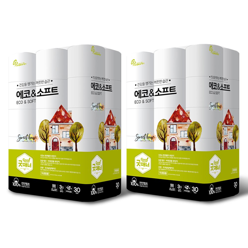 [행복에스앤피제지] 굿매너 에코앤소프트 휴지 /3겹 25M 30롤×2EA
