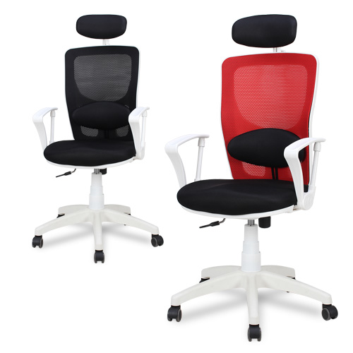 [보루네오 하우스] 프리모 화이트 메쉬요추체어 CB011