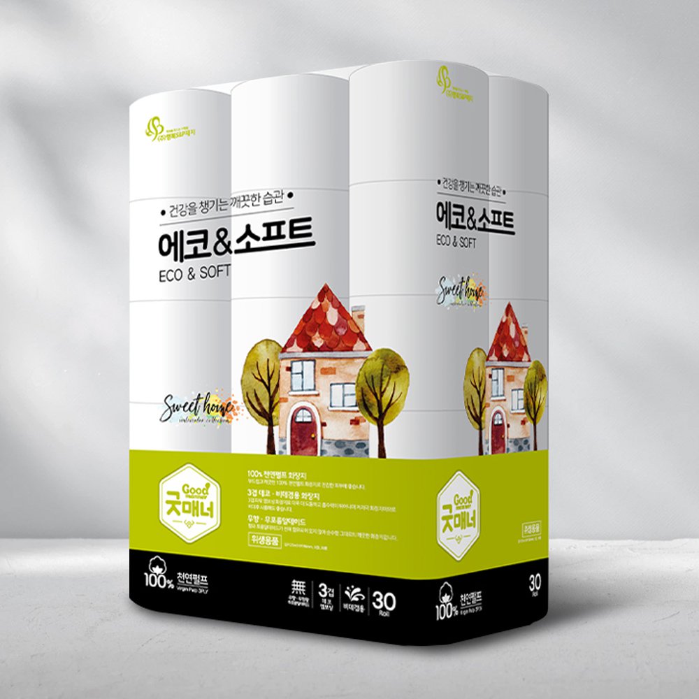 [행복에스앤피제지] 굿매너 에코앤소프트 휴지 /3겹 25M 30롤×1EA