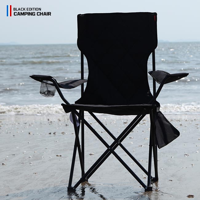 [빈슨메시프]시그니처 블랙에디션 와이드 쿠션 캠핑 의자