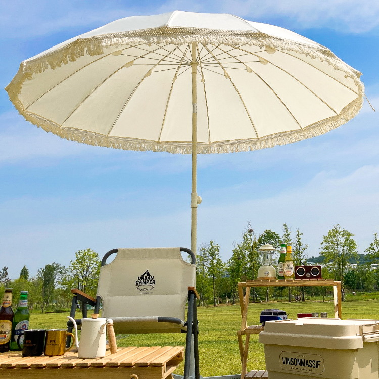 [빈슨메시프] 초대형 감성 캠핑 비치 태슬 파라솔 2.0m (일반형)