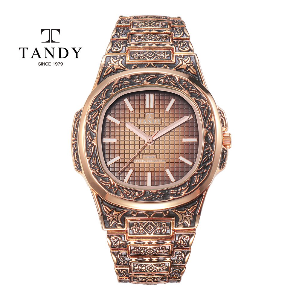 [탠디] 인그레이빙라인 남성 메탈시계 T-6295 ROSE BROWN
