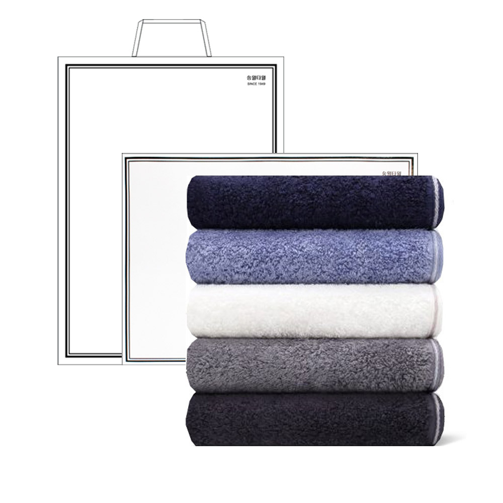 [송월] 솔리드 혼방사무지 190g 호텔타올 5매입 선물세트