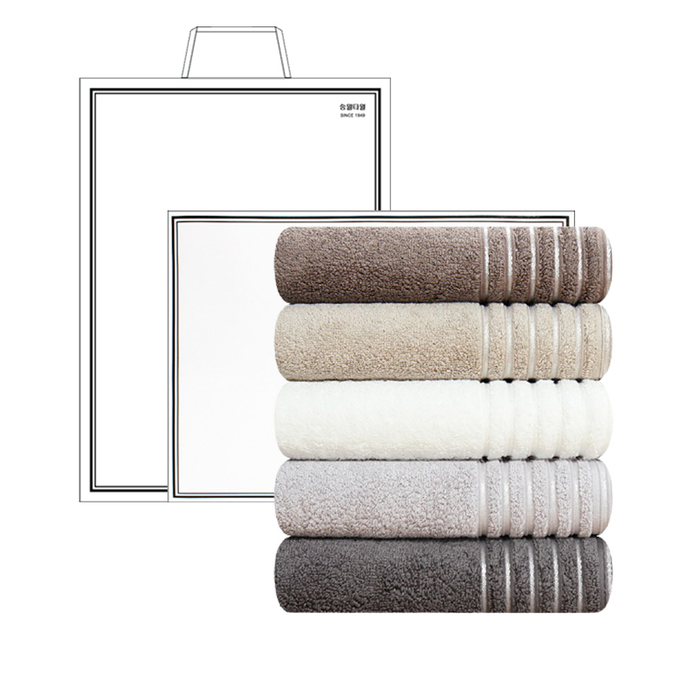 [송월] 호텔컬렉션 필라라인 190g 호텔타올 5매입 선물세트