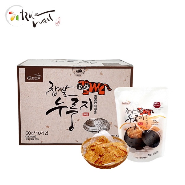 [라이스웰] 황동판에 구운 찹쌀누룽지 60g*10개