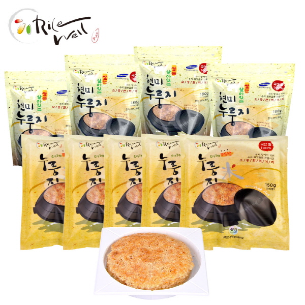 [라이스웰] 쌀눈이 살아있는 현미누룽지180g*4개+구수한 백미누룽지150g*5개