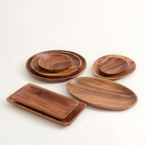 [한국도자기리빙] 아카시아 원목 타원접시 285mm