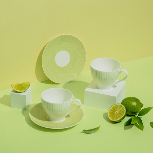 [한국도자기] 라임 커피잔 2인 세트 (컵2p+받침2p)